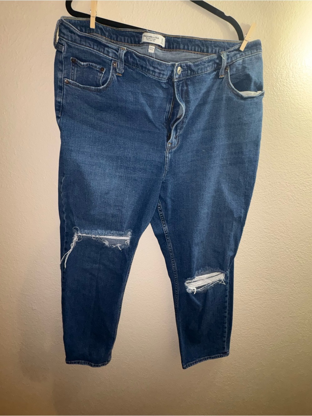 Womens Distressed Dark Blue Jeans